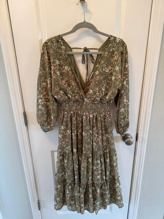 Baltic Born Floral Dress Women’s Small Olive Green