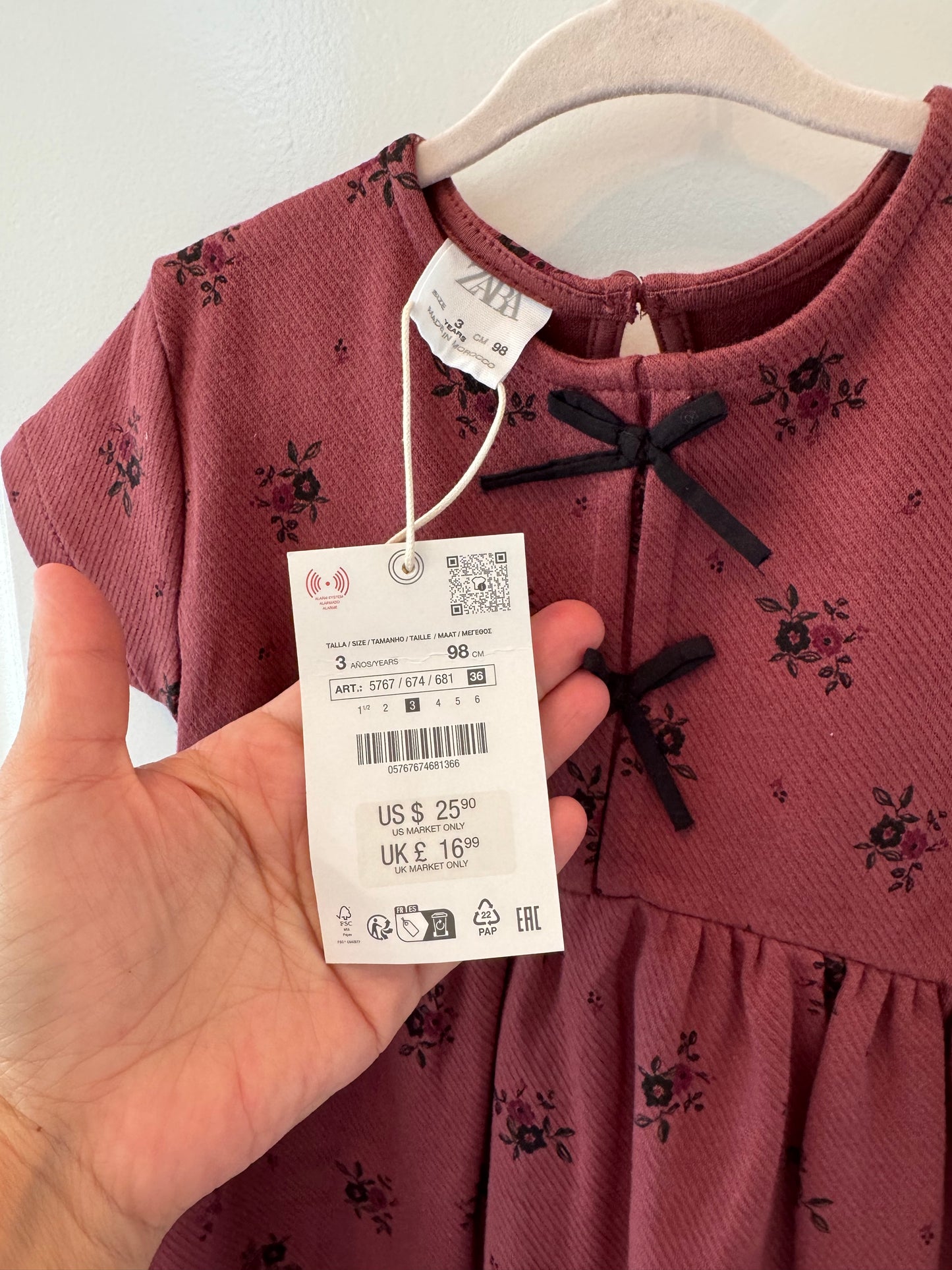 Zara Toddler Girl Dress Size 3 Years NWT