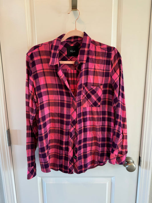 Rails Plaid Flannel Shirt Women’s Size Small Electric Pink