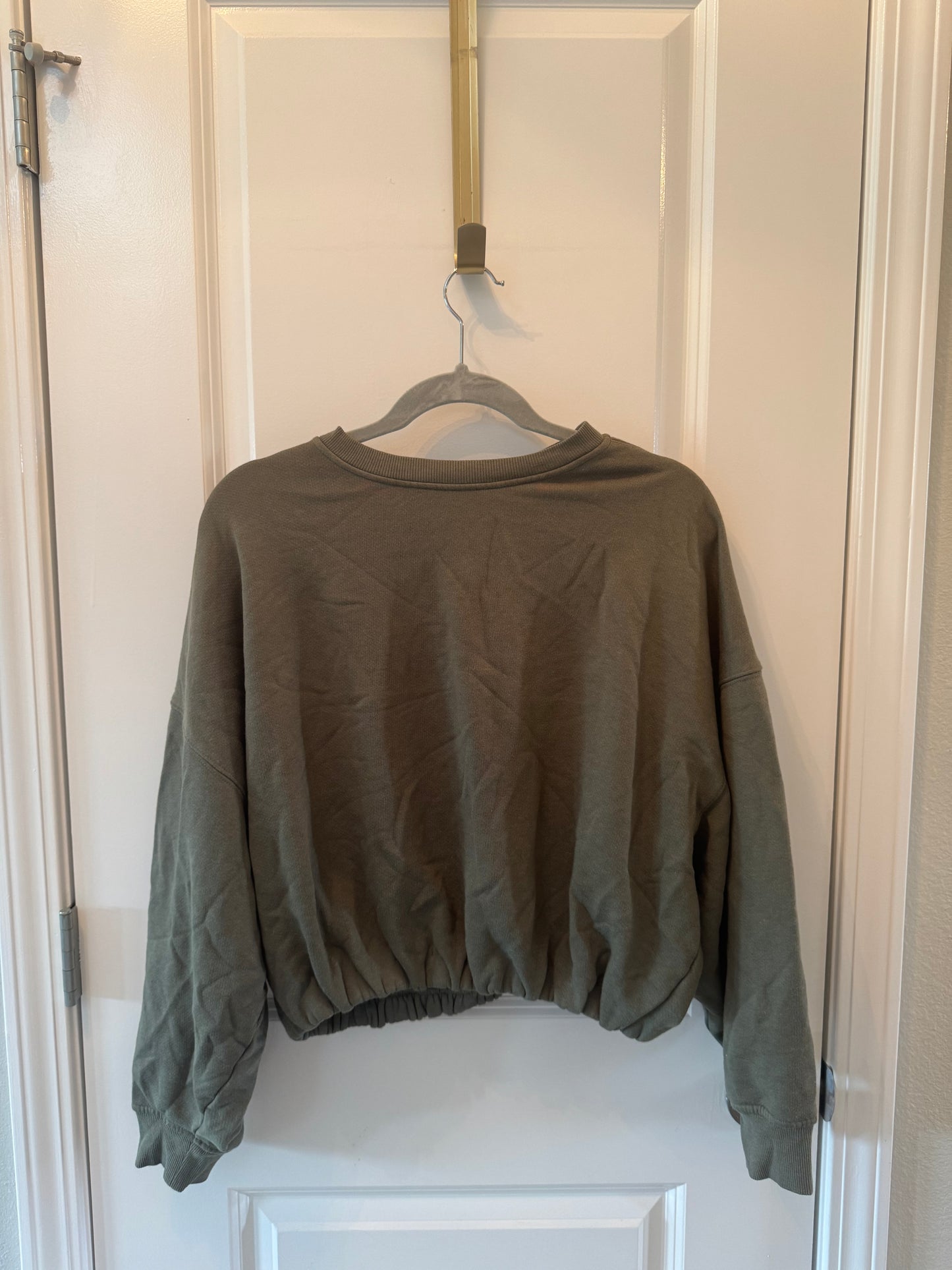 Nuuds Cinch Waist Sweatshirt Women’s Small Olive