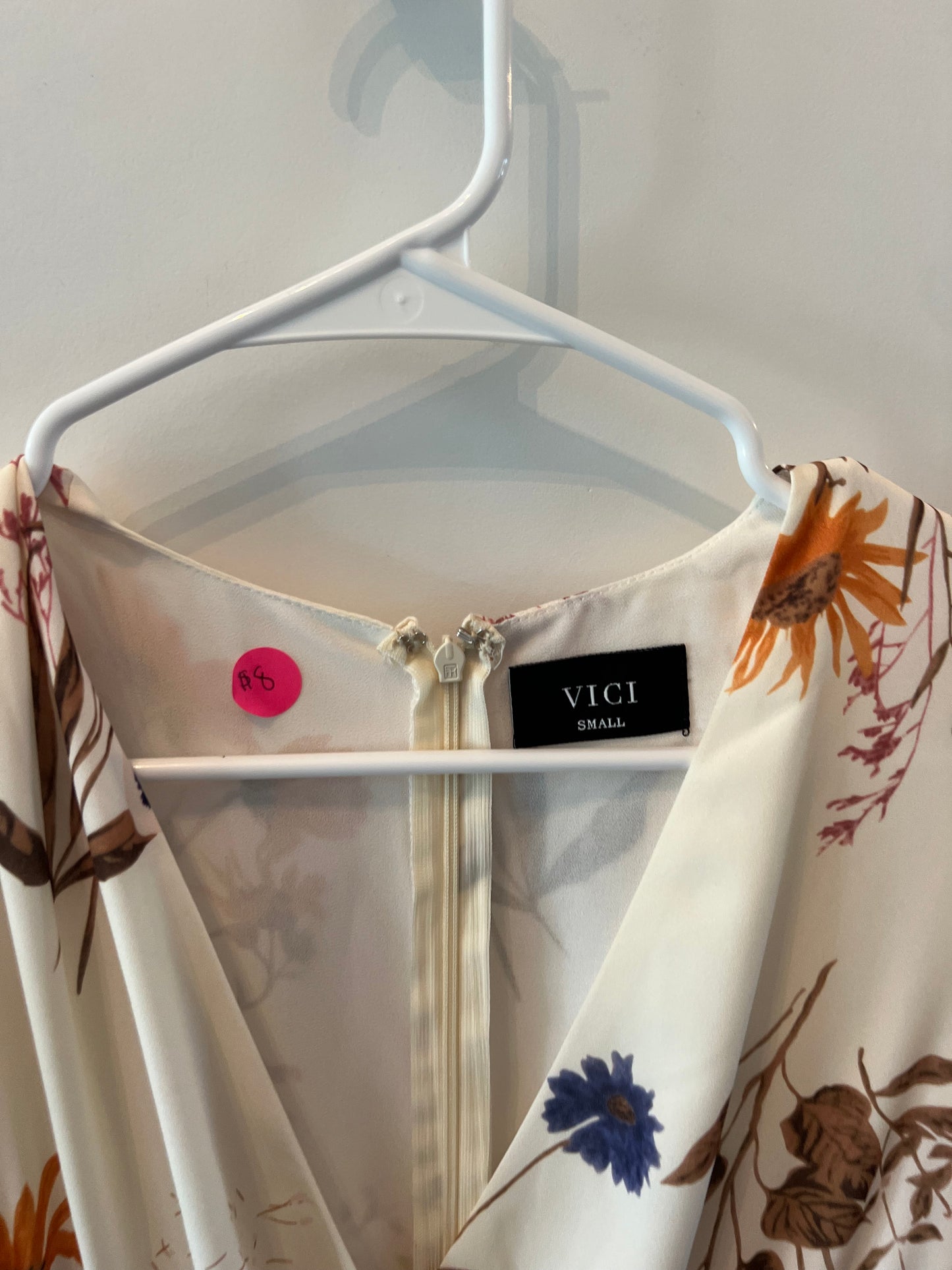 Vici Floral Puff Sleeve Smock Dress Women’s Size Small Cream