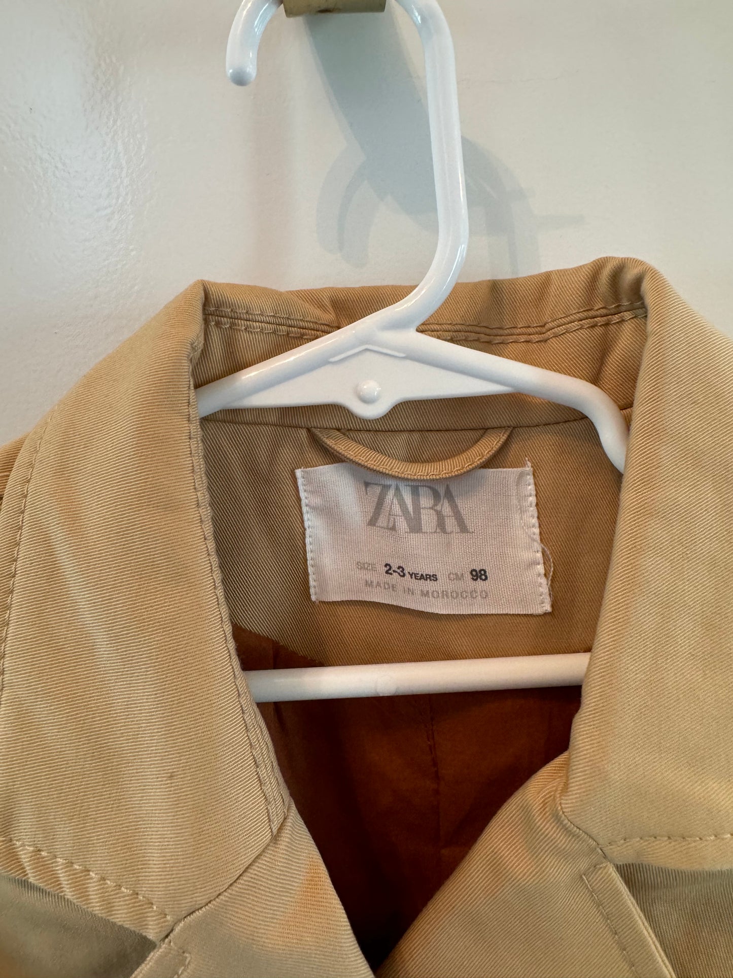 Zara Trench Coat Toddler Size 2-3 Years Tan