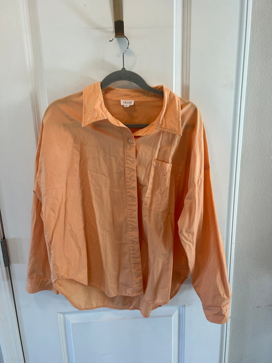 Le Lis Button Front Long Sleeve Shirt Women’s Size Medium Orange Sherbet