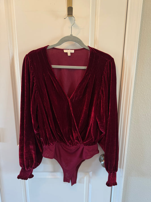 Flying Tomato Velvet Bodysuit Women’s Size Medium Burgundy