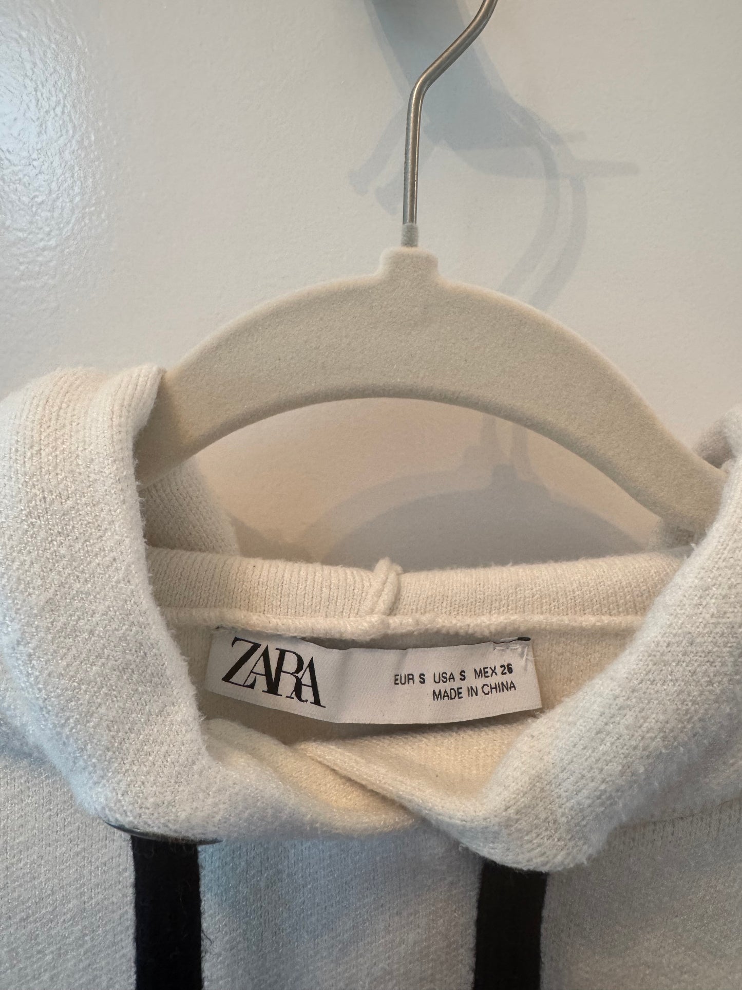 Zara Stripe Crop Hoodie Women’s Small White