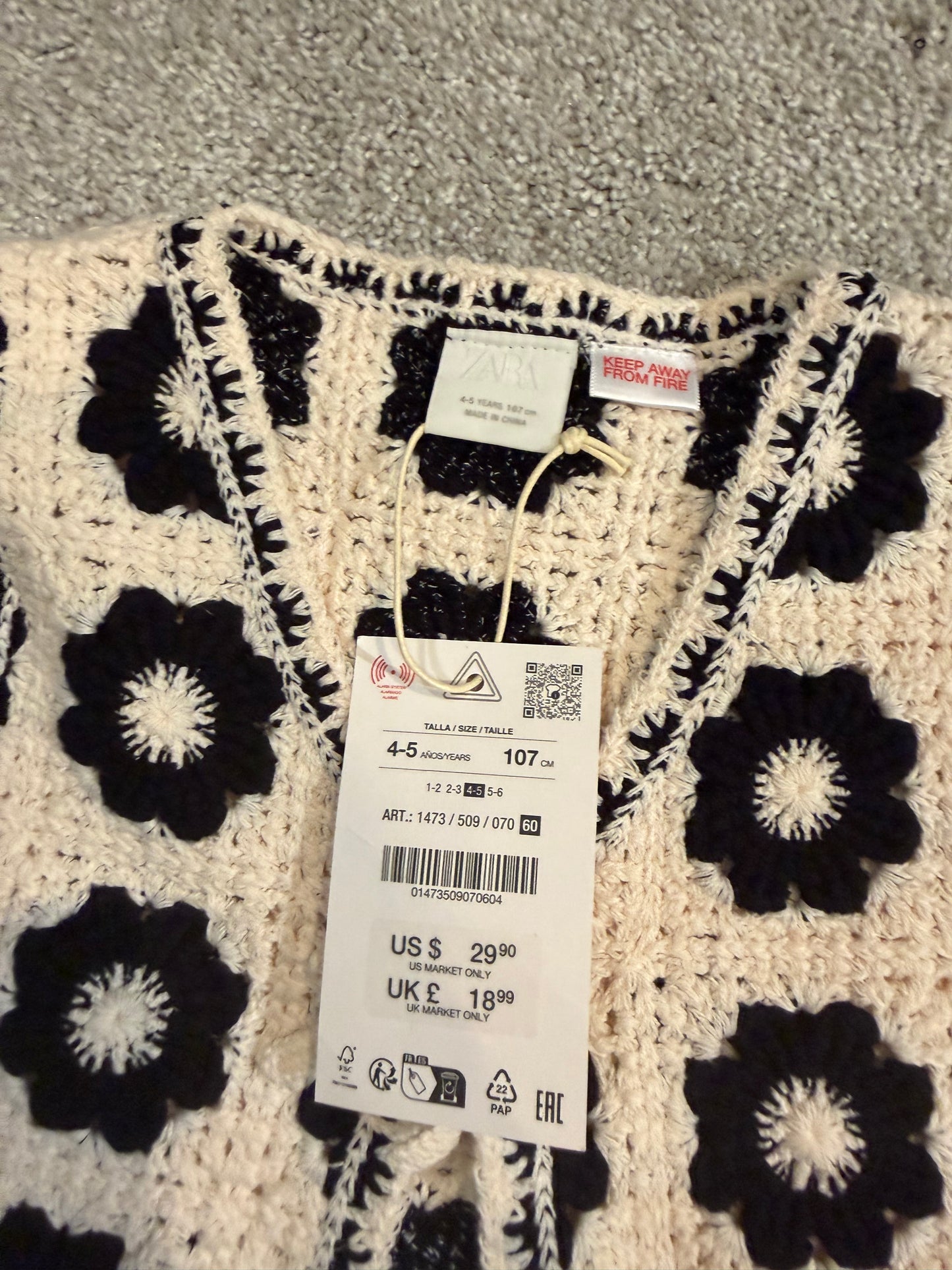 Zara Crochet Outfit Size 4/5