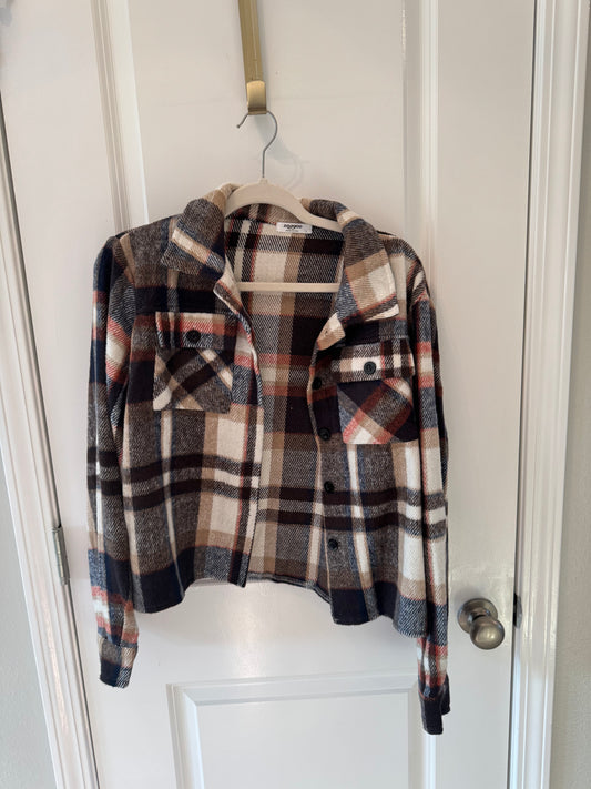 Plaid Flannel Top Women’s Large Brown