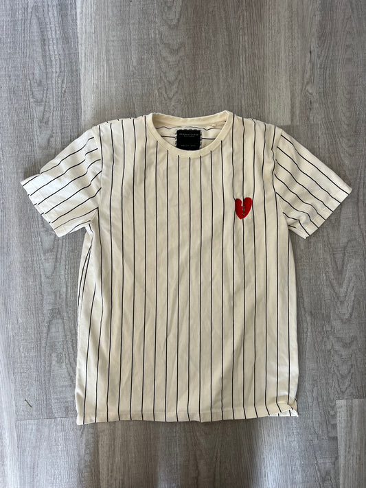 Crewneck Vertical Stripe Short Sleeve Shirt Youth Boy’s Size 11/12 Years White