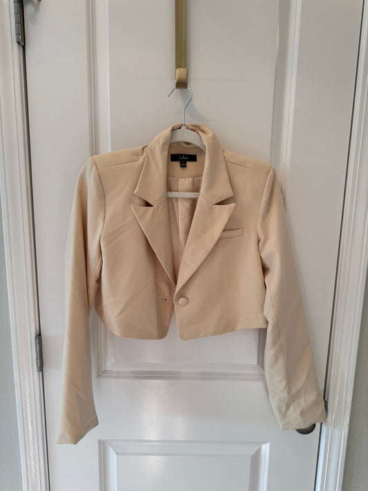 Lulu’s Cropped Blazer Women’s Small Beige