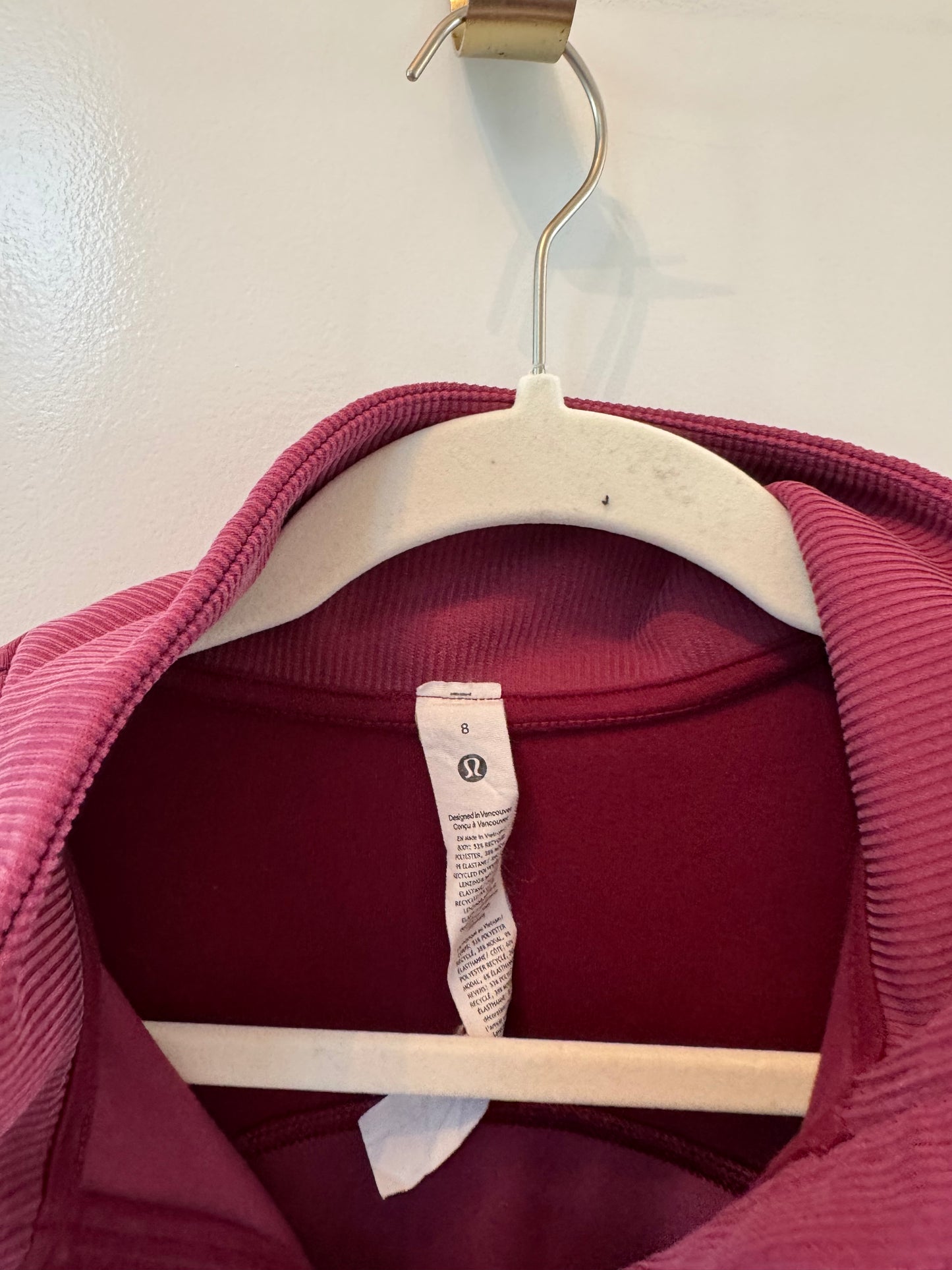 Lululemon Burgundy Half Zip Pullover Size 8