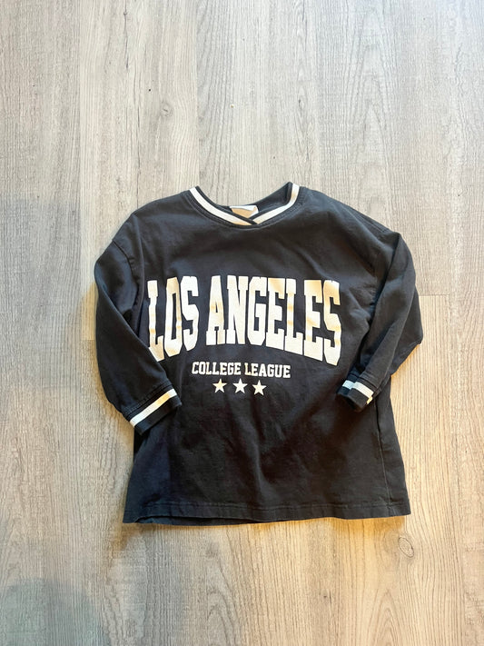 Zara Varsity Los Angeles Long Sleeve Top Baby Girl Size 18-24M Black