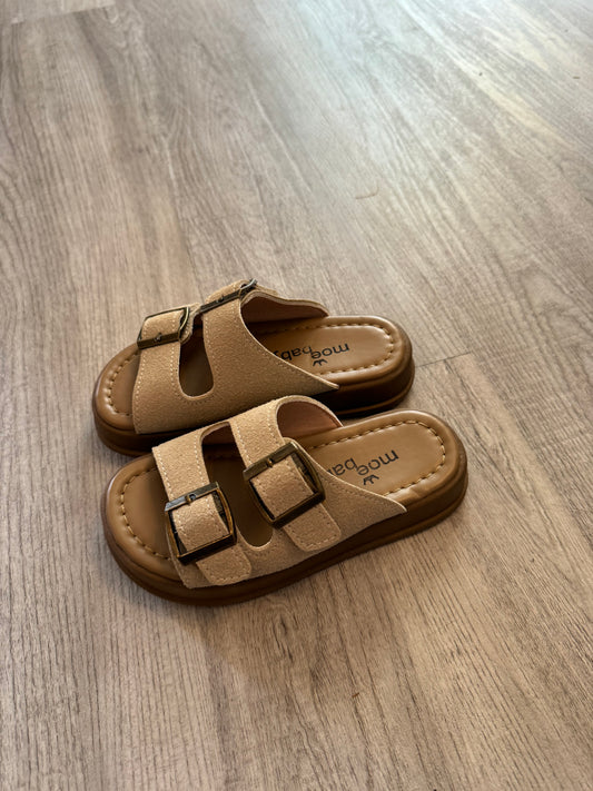 Double Buckle Slide Sandals Toddler Size 28 (US Size 10.5) Light Tan