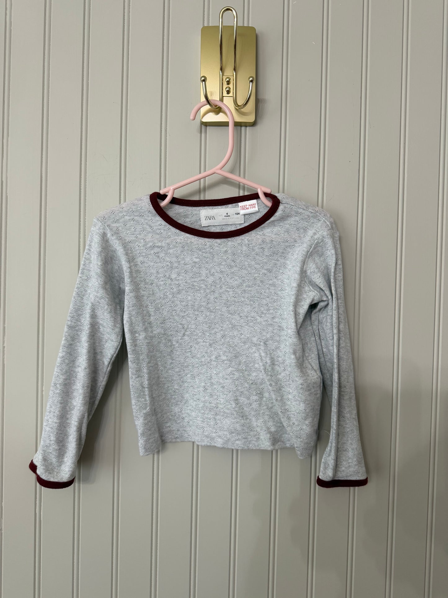 Zara Gray Top Size 4Y