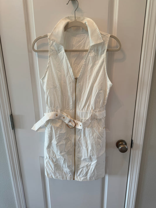 Belted Mini Dress Women’s Small White