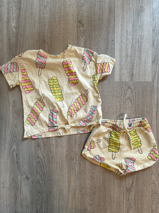 Zara Candy Print Matching Set Toddler Girl Size 3 Years Pastel Yellow