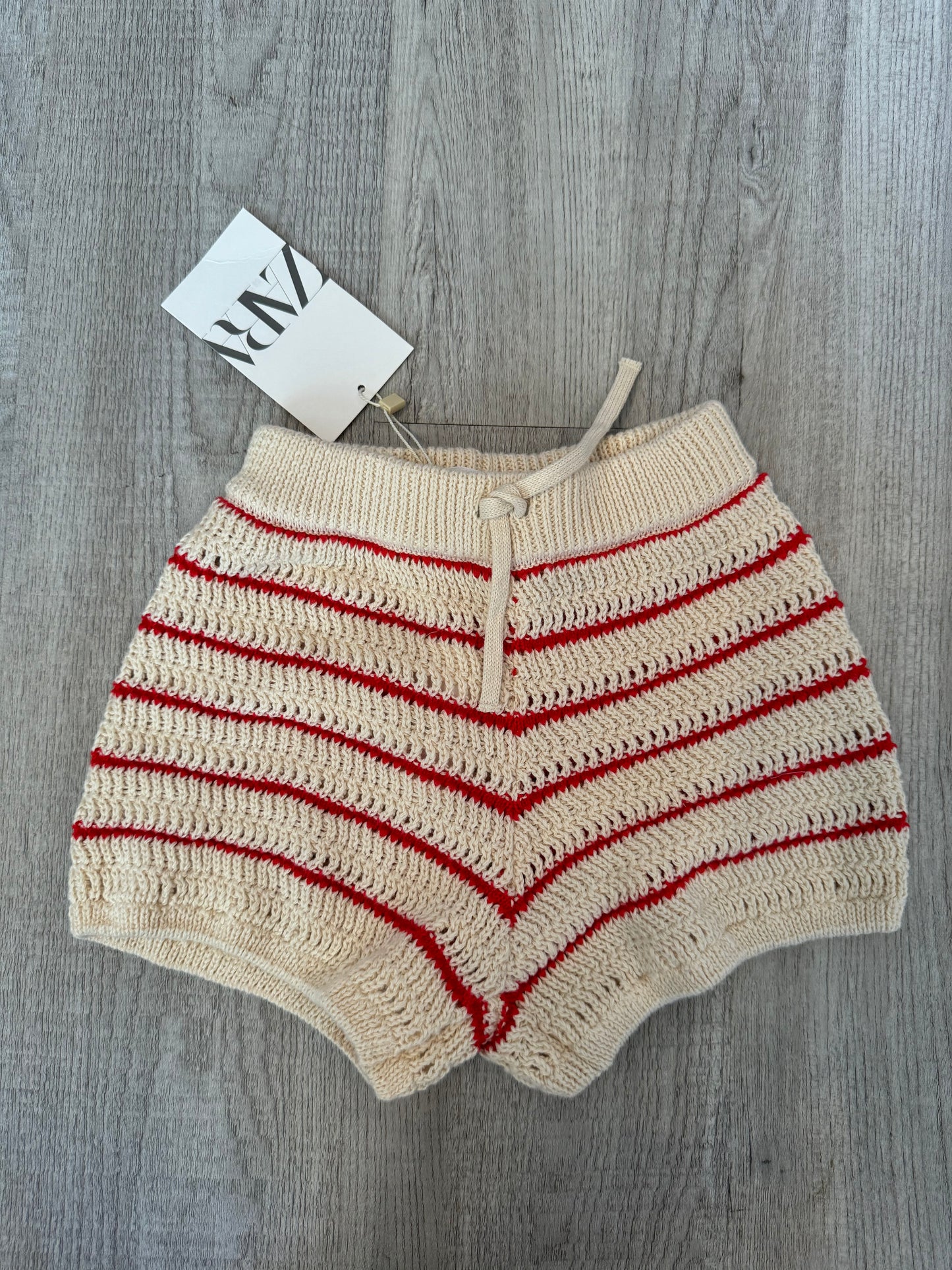 Zara Stripe Crochet Shorts w Scallop Hem Baby Girl Size 18/24M NWT