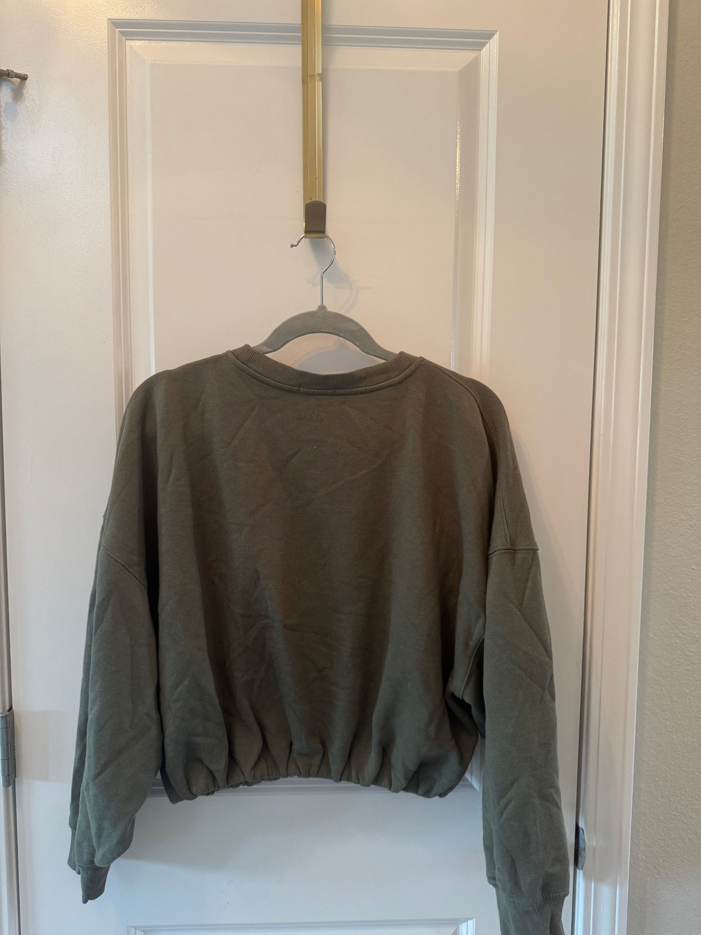 Nuuds Cinch Waist Sweatshirt Women’s Small Olive