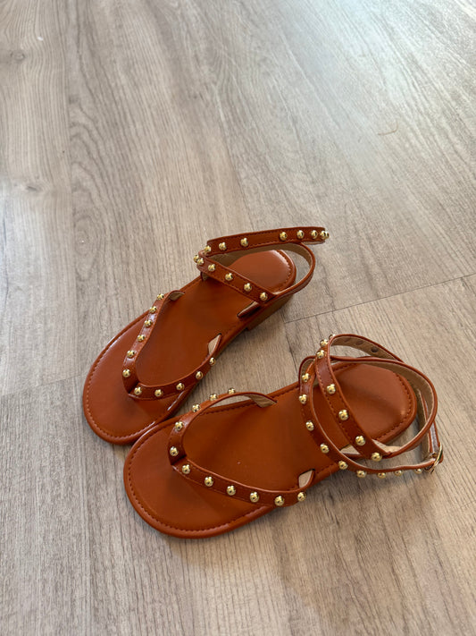 Strappy Studded Sandals Toddler Girl Size 28 (US Size 10) Tan