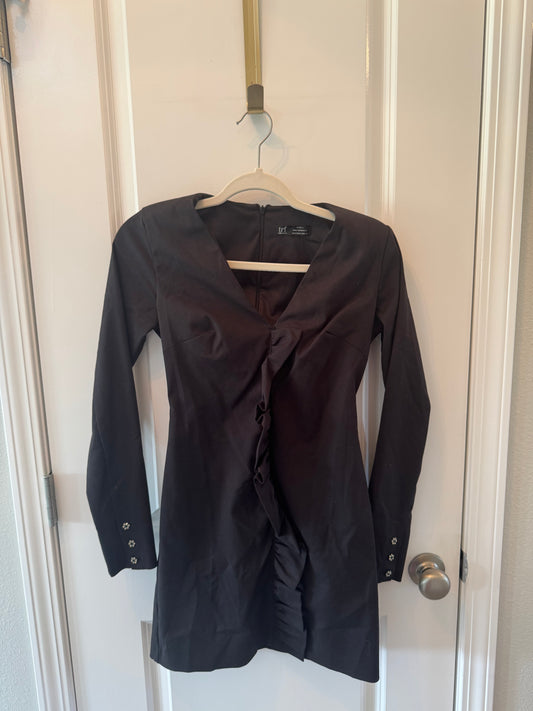 Zara TRF Ruffle Trim Mini Dress Women’s Small Black