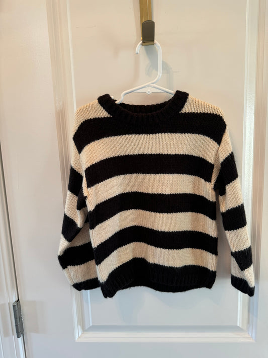 Zara Stripe Knit Sweater Girl’s Size 4-5 Years Black Cream