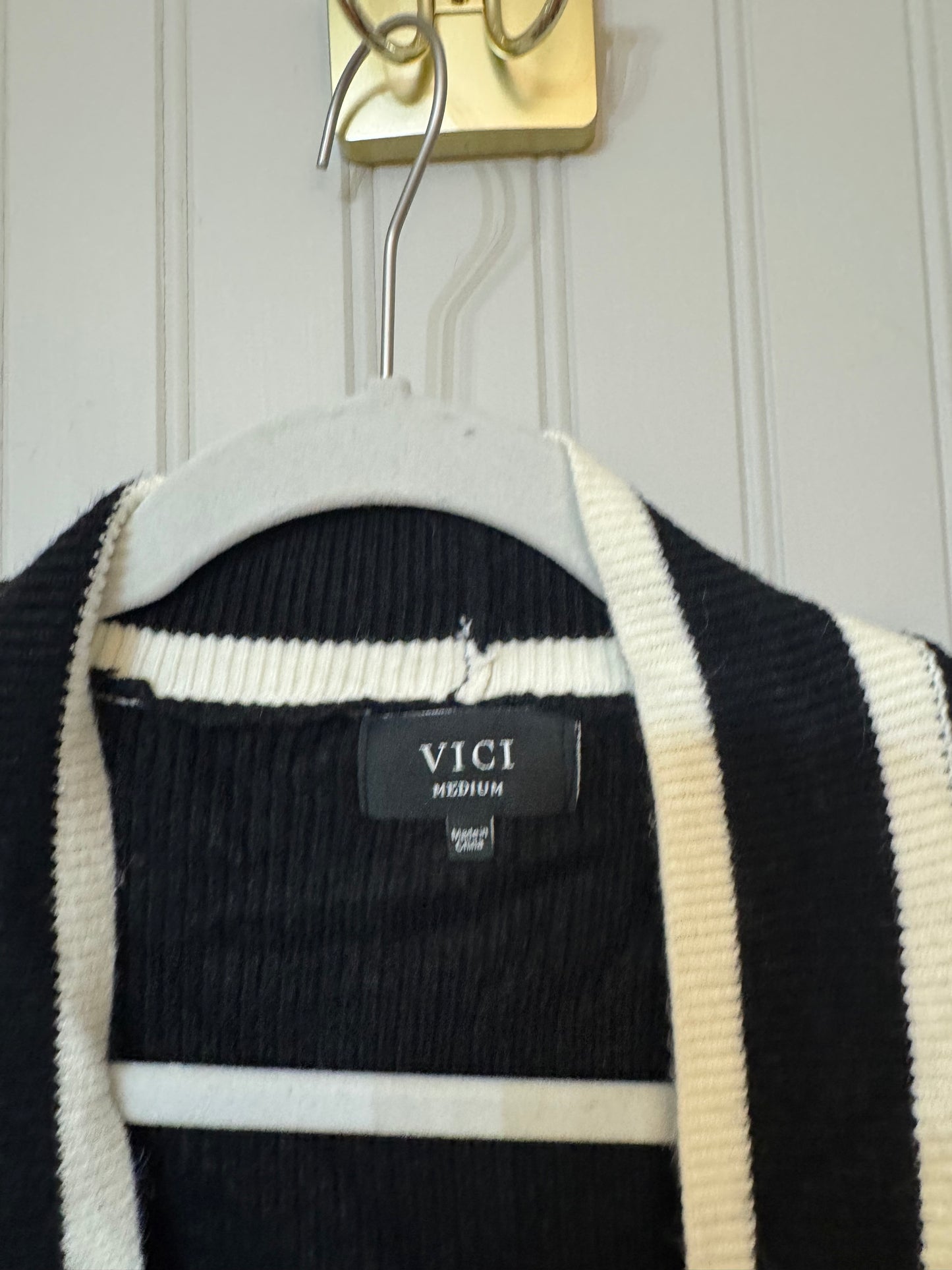 Vici Cardigan W White Piping Women’s Medium Black
