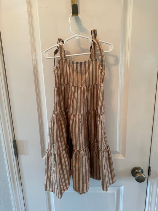 Rylee + Cru Vertical Stripe Tiered Dress Size Toddler Girl 2-3 Years Brown (Runs Big)