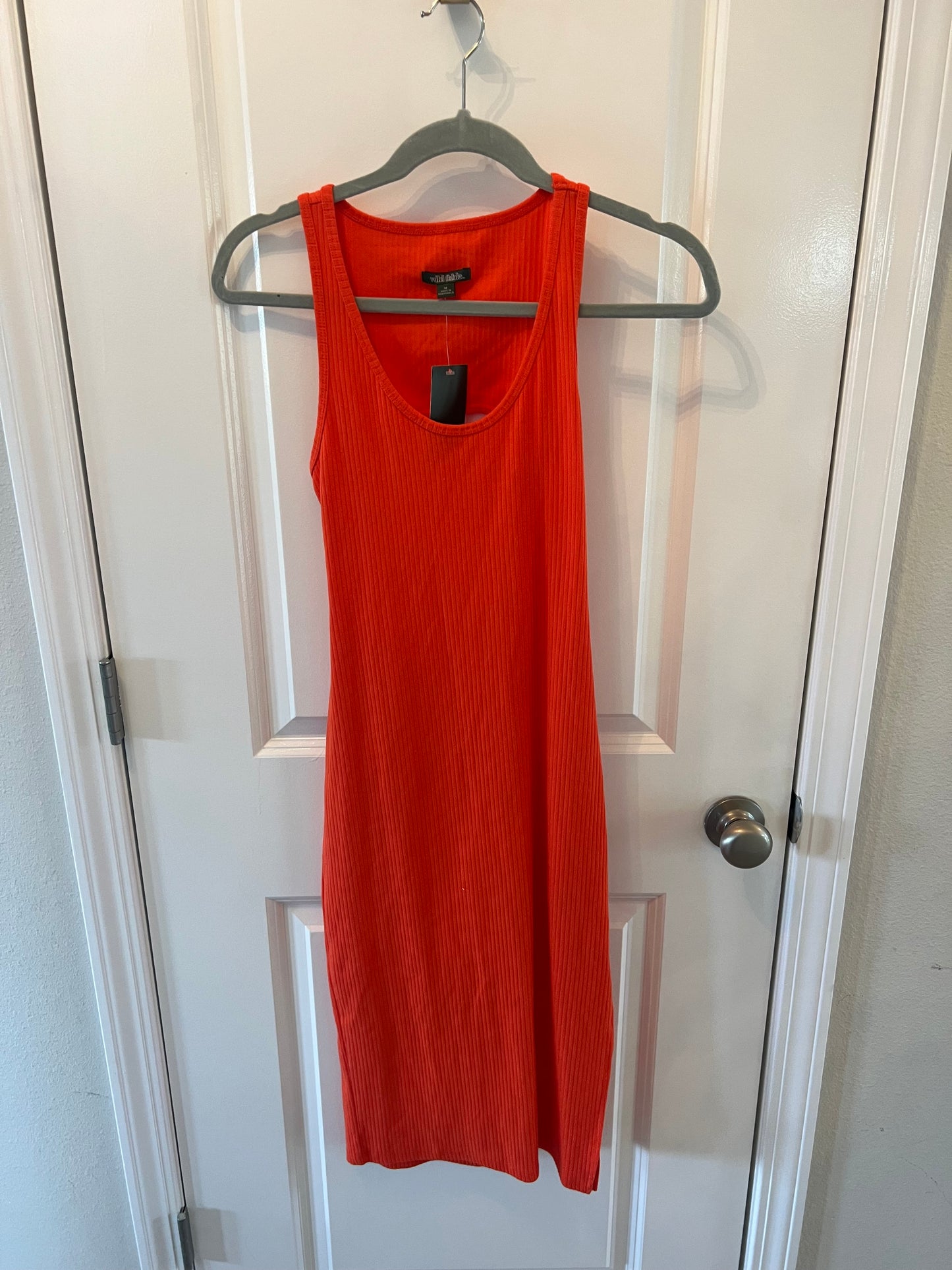 Wild Fable Ribbed Knit Midi Dress Women’s Size Medium Orange NWT