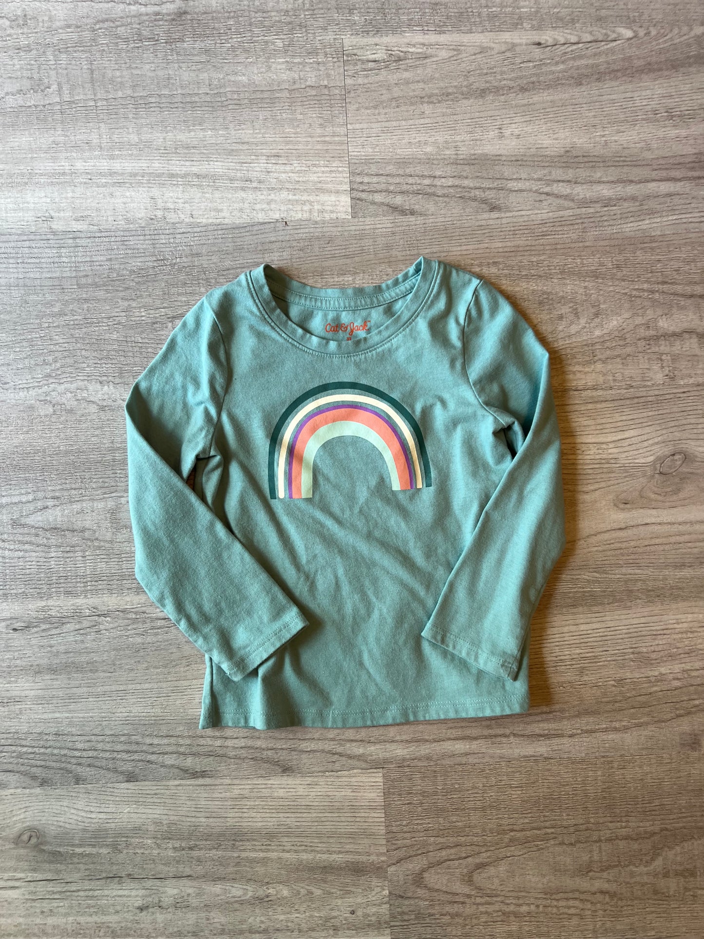 Cat & Jack Rainbow Long Sleeve Top Toddler Girl Size 3T Teal