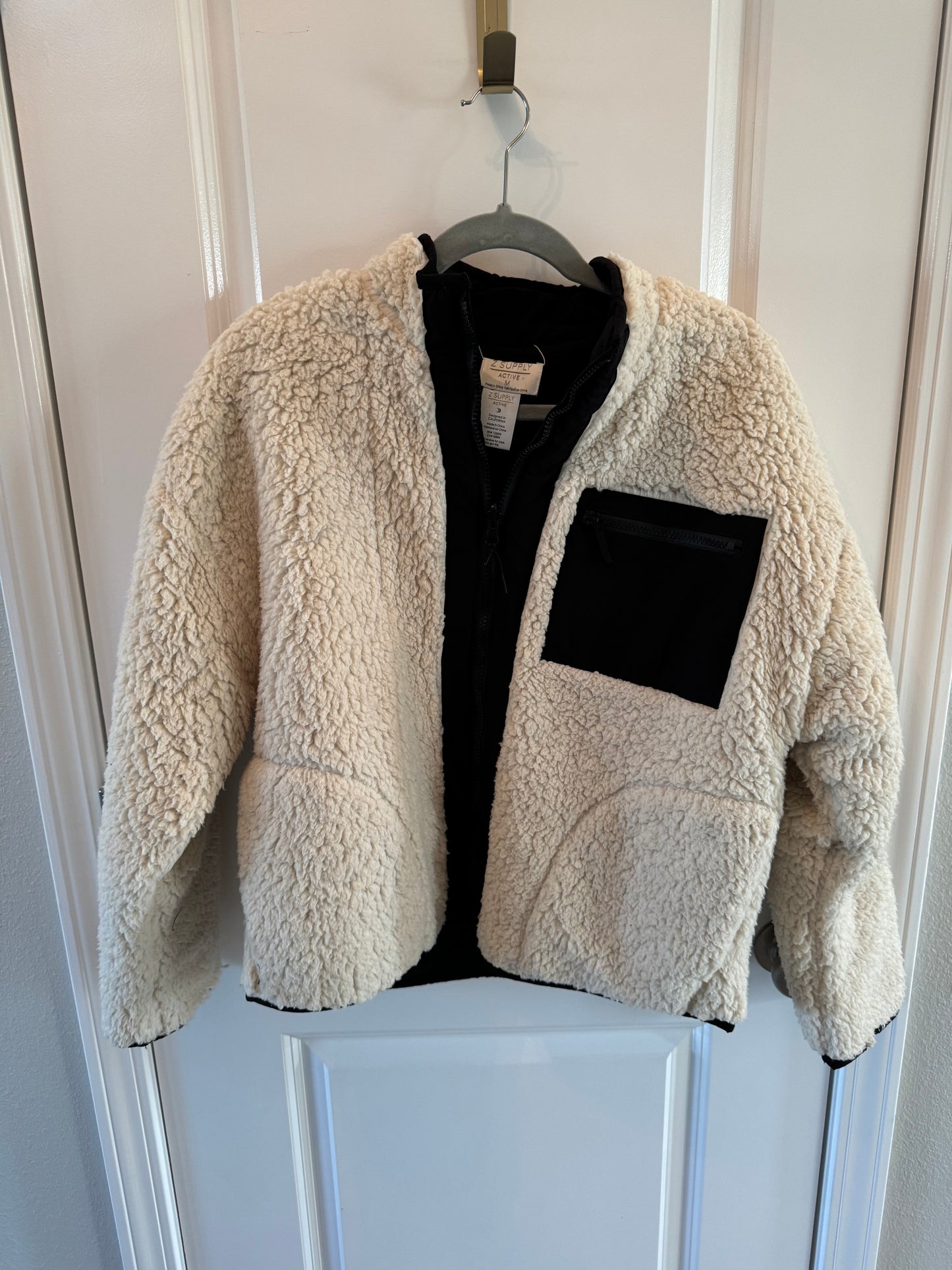 Z Supply Reversible Fuzzy Teddy Jacket Women’s Size Medium Cream