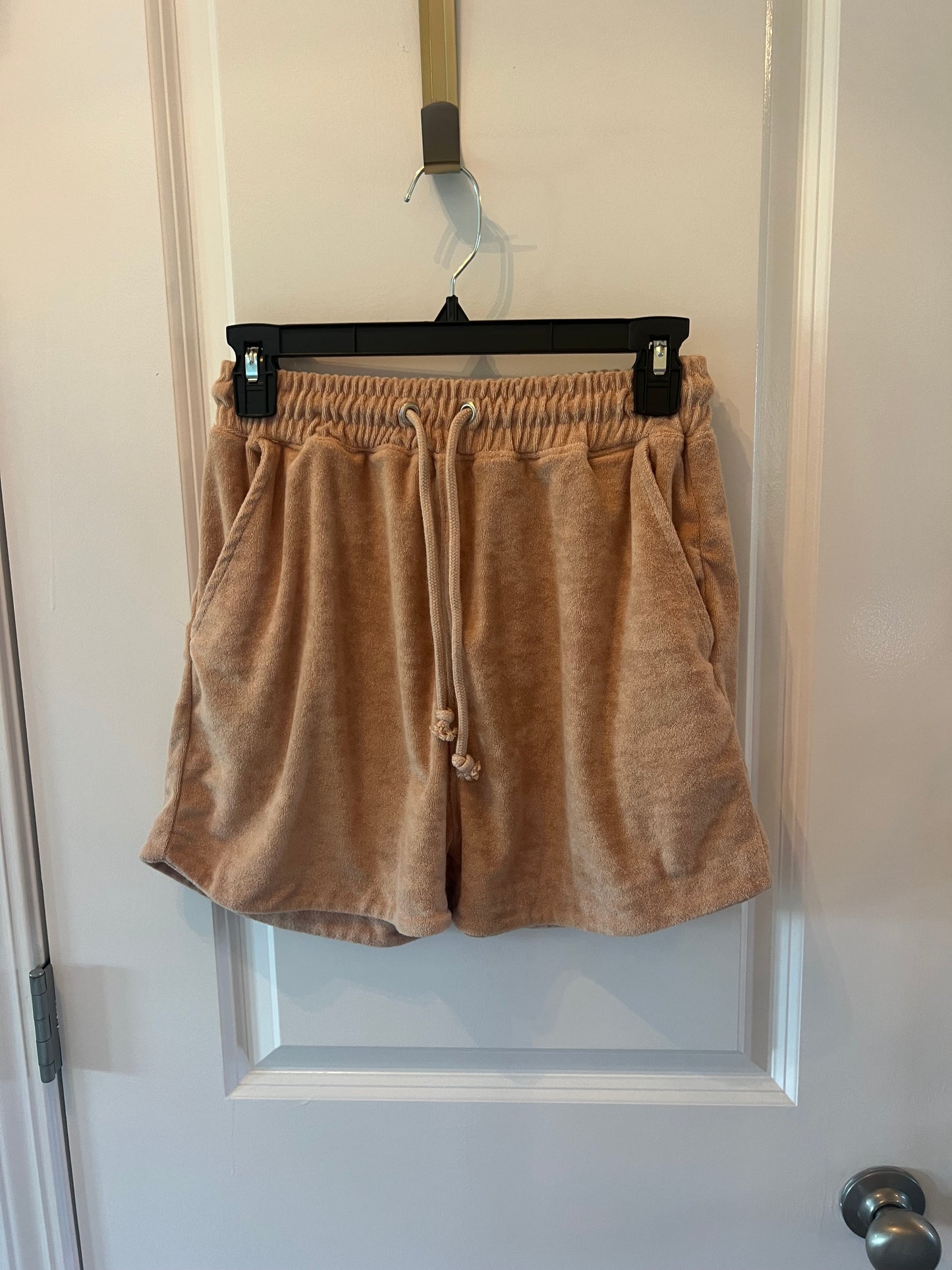 Missguided Terry Drawstring Shorts w Side Slit Women’s Size 4 Tan