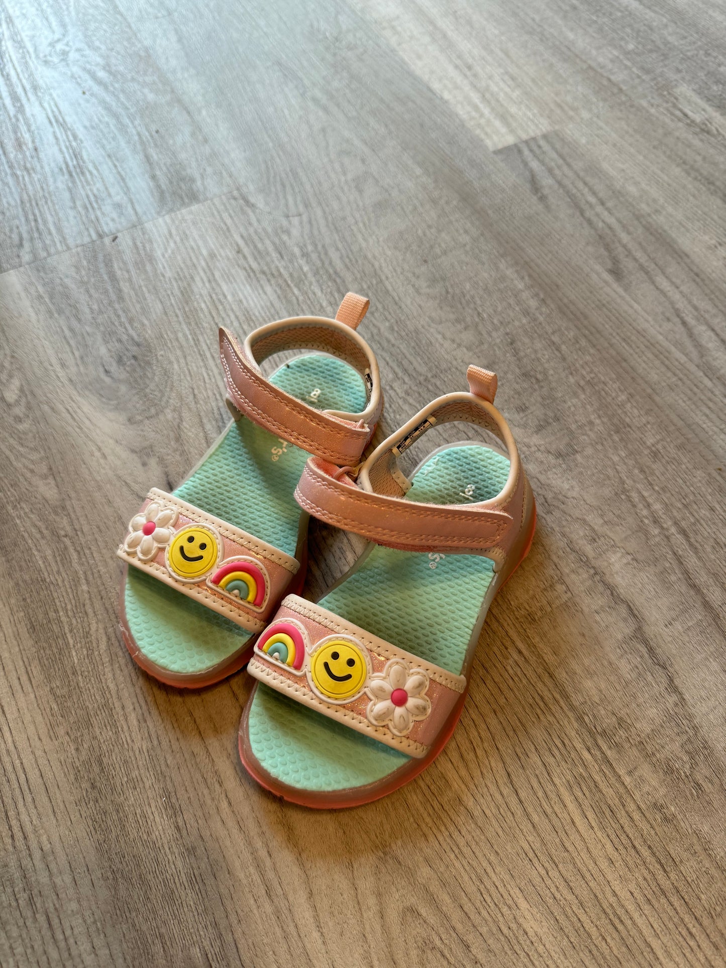 Carter’s Rainbow Smile Sandals Toddler Girl Size 8 Pink Mint