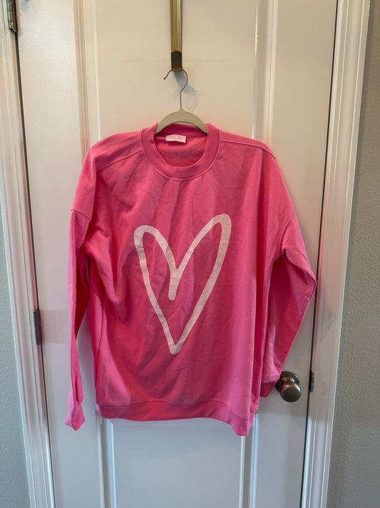 Pink Lily Heart Sweatshirt Women’s Small