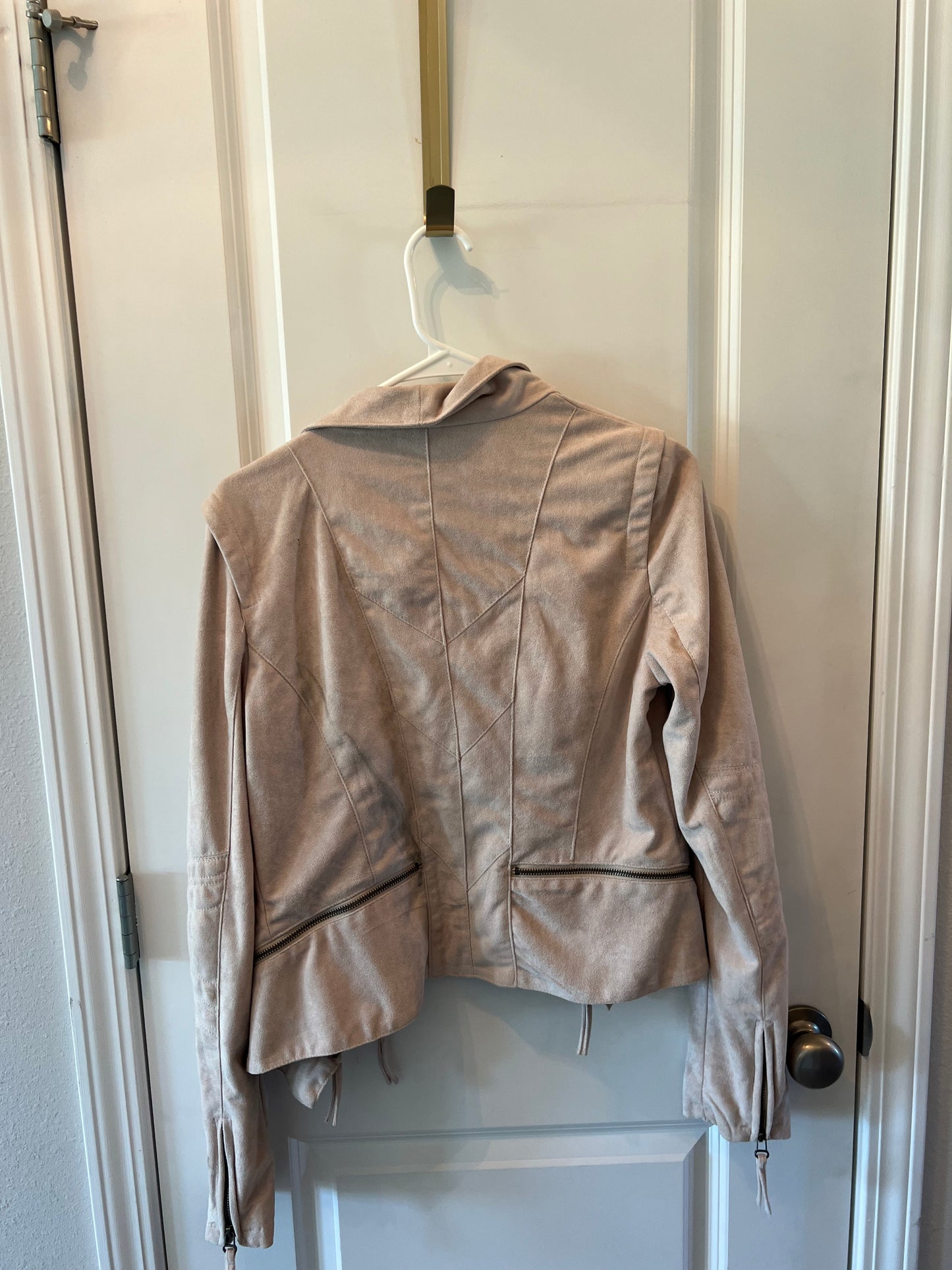 Mod Faux Suede Moto Jacket Women’s Size Large Tan