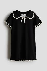 H&M Knit Dress w Peter Pan Collar Toddler Size 3-4T Black
