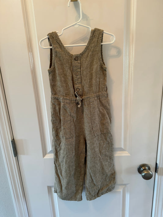 Rylee + Cru Button Front Jumpsuit Youth Girl’s Size 4-5 Years Taupe