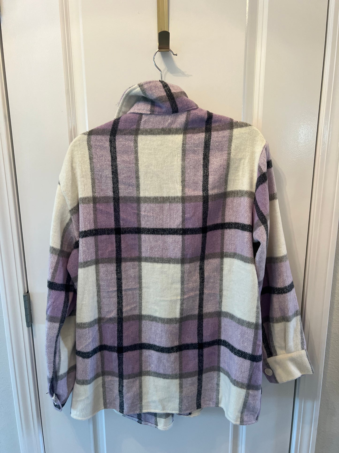 Shop the Mint Plaid Flannel Shacket Women’s Size Large Purple