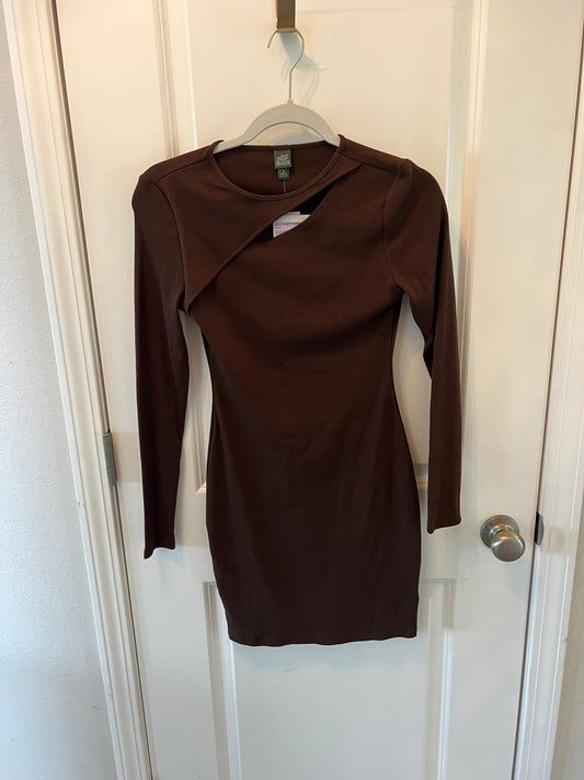 Wild Fable Ribbed Mini Dress Long Sleeves Women’s Size Small Brown