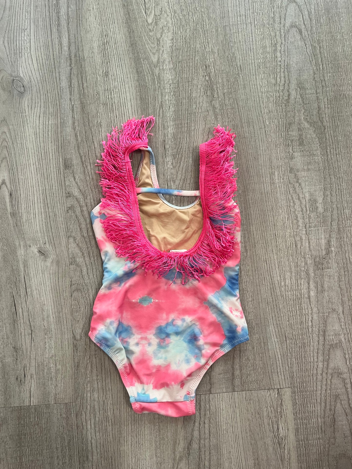 Shade Critters Tie Dye Fringe One Piece Swimsuit Baby Girl Size 18-24M Pink