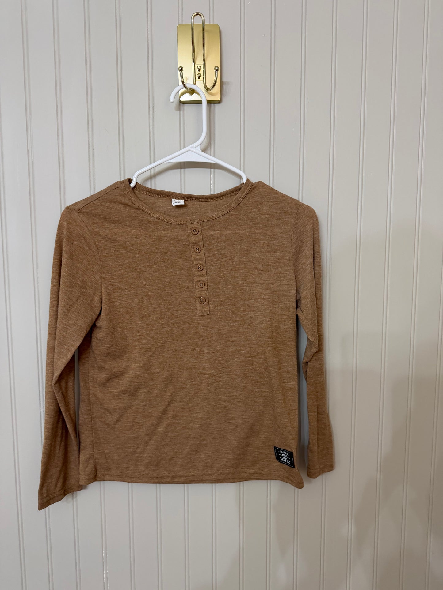 Knit Henley Youth Size 10 Years Tan