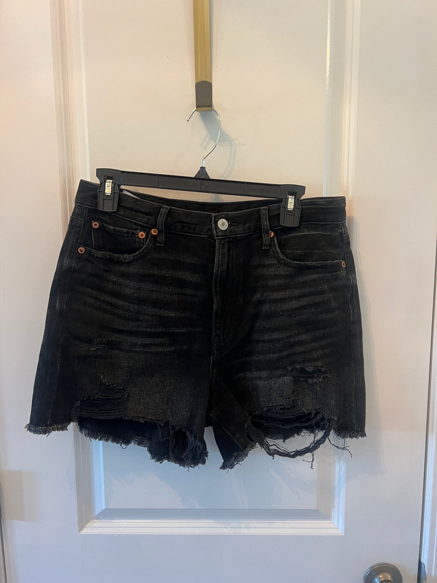 American Eagle High Rise Cutoff Jean Shorts Women’s Size 10 Black