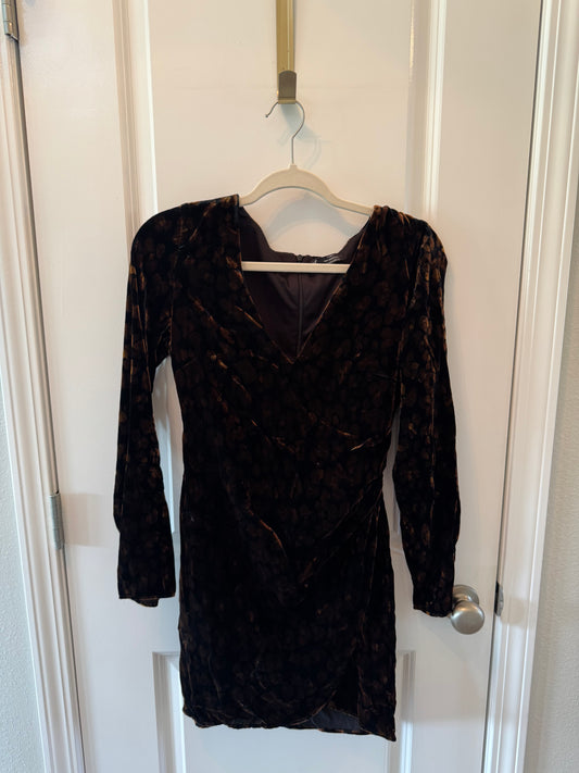 Zara TRF Velvet Leopard Print Dress Women’s Small