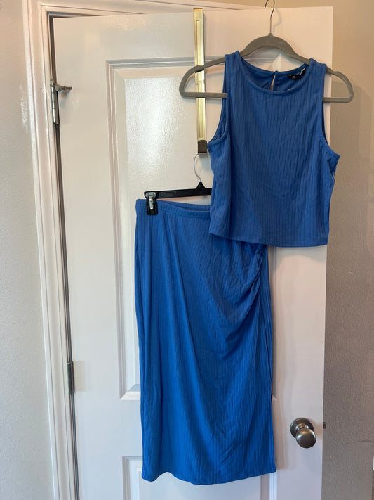Sleeveless Ribbed Matching Set Women’s Size Medium 8-10 Blue