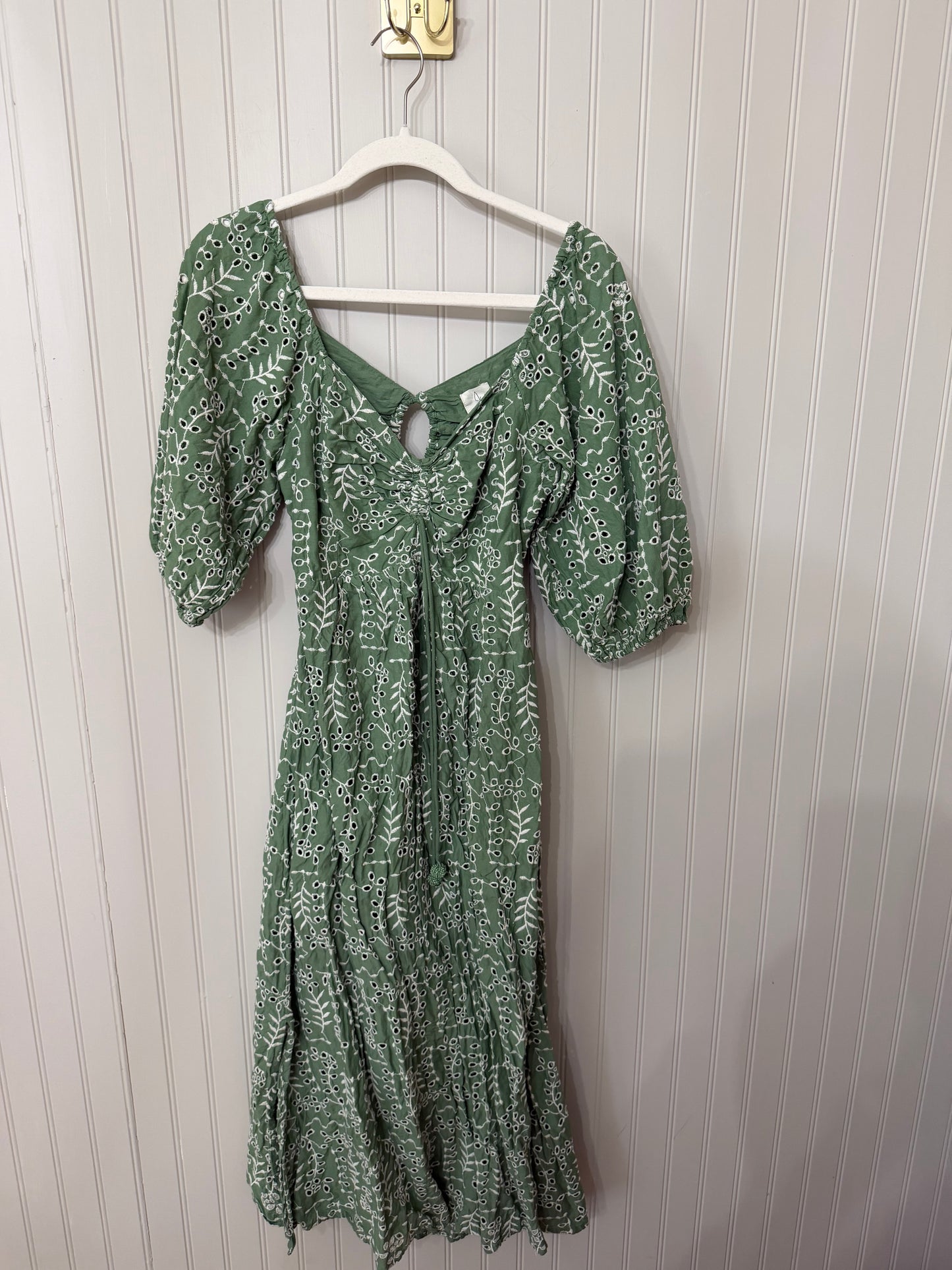 Joie Eyelet Cotton Midi Dress Women’s Size 8 Green