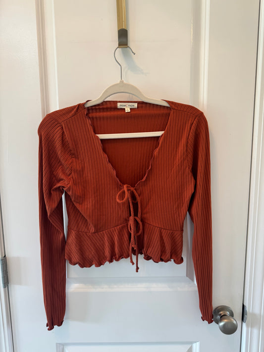 Moa Moa Tie Front Top Women’s Small Brown