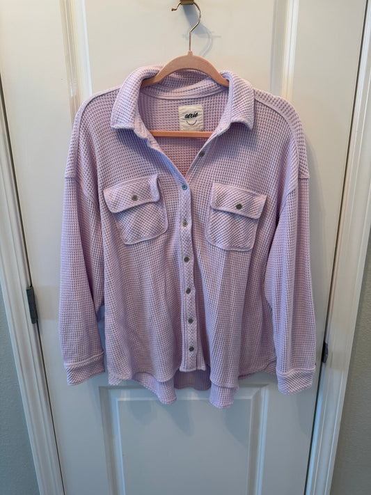 Aerie Waffle Knit Button Front Top Women’s Size XS Light Purple