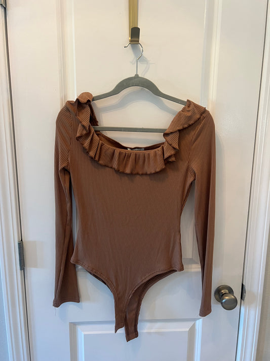 Baevely Ribbed Ruffle Bodysuit Women’s Small NWT