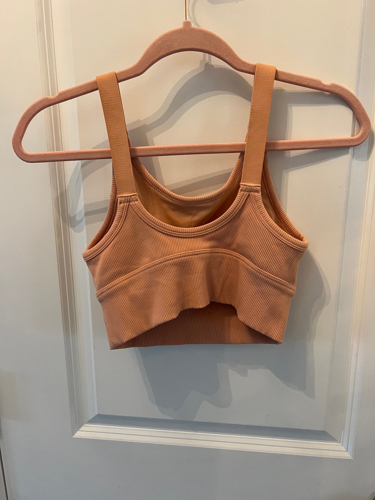 Aerie Offline Ribbed High Neck Sports Bra Women’s Size Small Tan