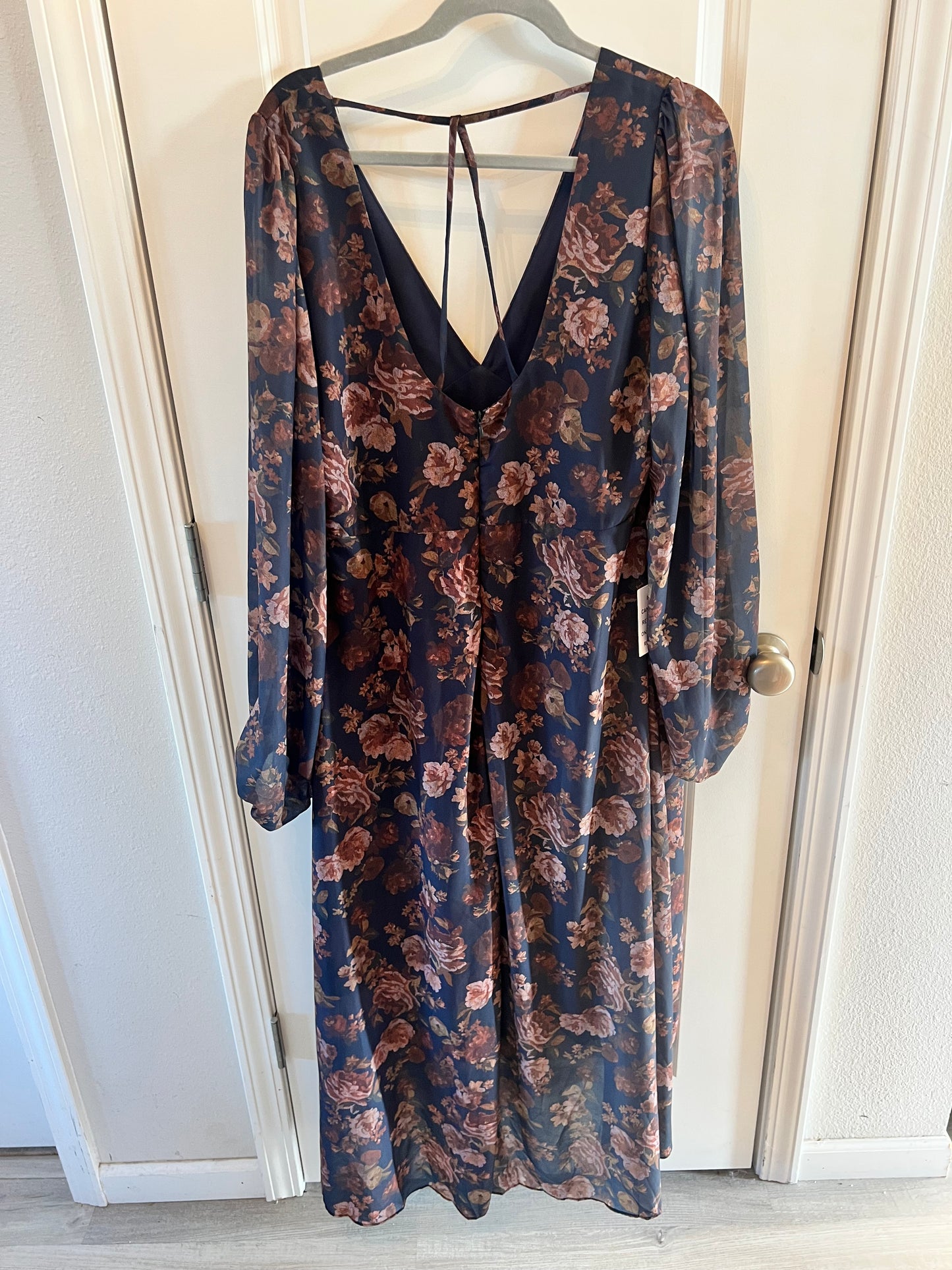 Mia Joy Floral Midi Dress Women’s XL Navy NWT