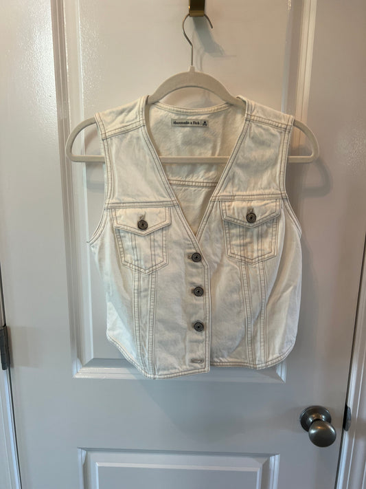 Abercrombie Denim Vest Women’s Size Medium White