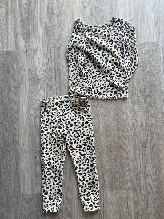 Leopard Print Matching Set Toddler Girl Size 2T Cream